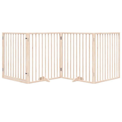 vidaXL Dog Gate with Door Foldable 4 Panels 320 cm Poplar Wood 3