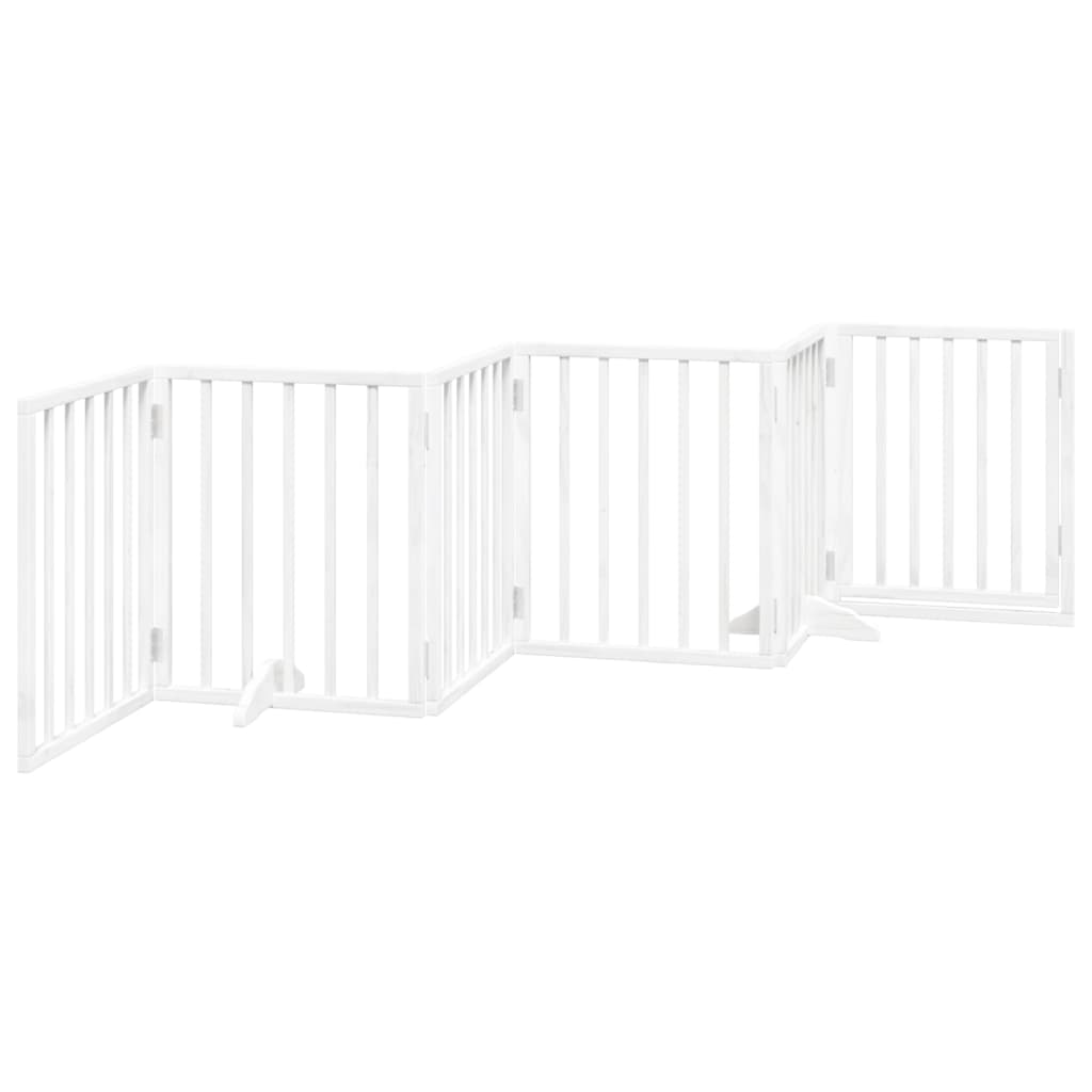 The white dog gate with door, configured in a curved shape