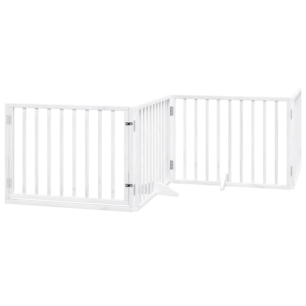 vidaXL Dog Gate with Door Foldable 4 Panels White 320 cm Poplar Wood 2