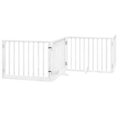 vidaXL Dog Gate with Door Foldable 4 Panels White 320 cm Poplar Wood 2