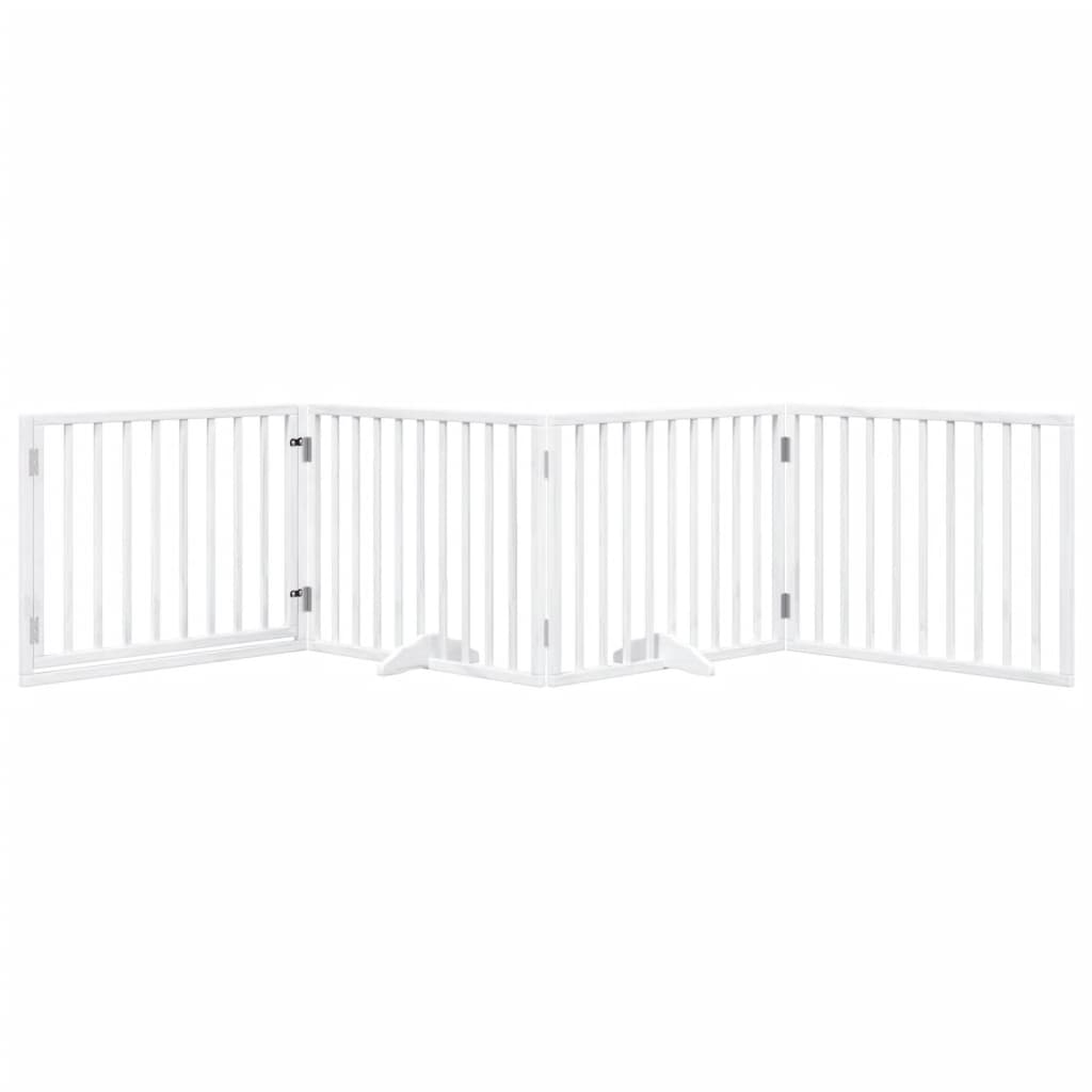 vidaXL Dog Gate with Door Foldable 4 Panels White 320 cm Poplar Wood 3
