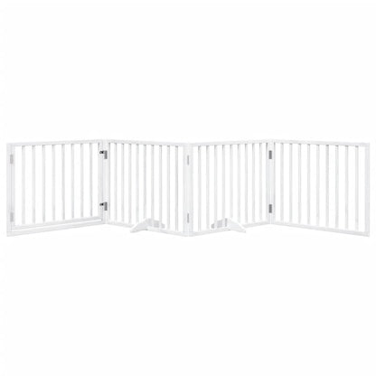 vidaXL Dog Gate with Door Foldable 4 Panels White 320 cm Poplar Wood 3
