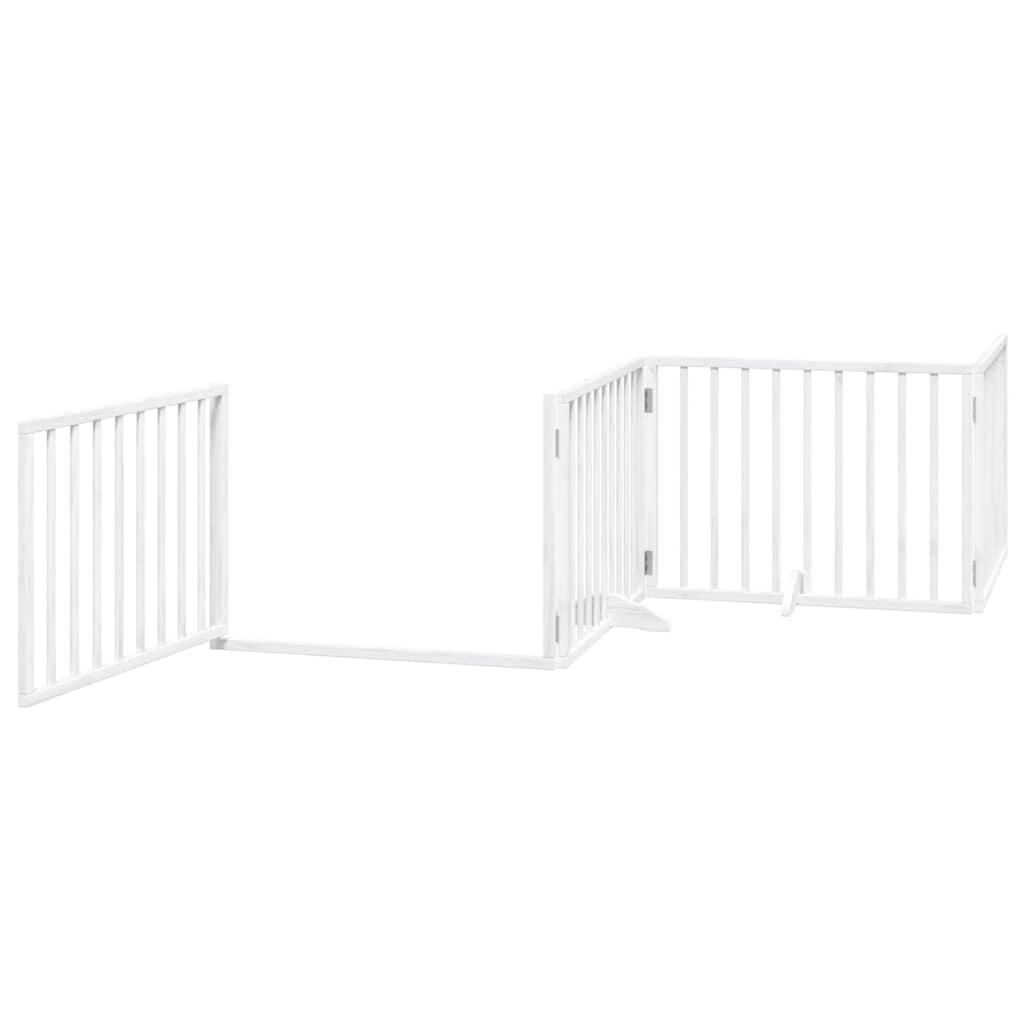 vidaXL Dog Gate with Door Foldable 4 Panels White 320 cm Poplar Wood 4