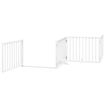 vidaXL Dog Gate with Door Foldable 4 Panels White 320 cm Poplar Wood 4