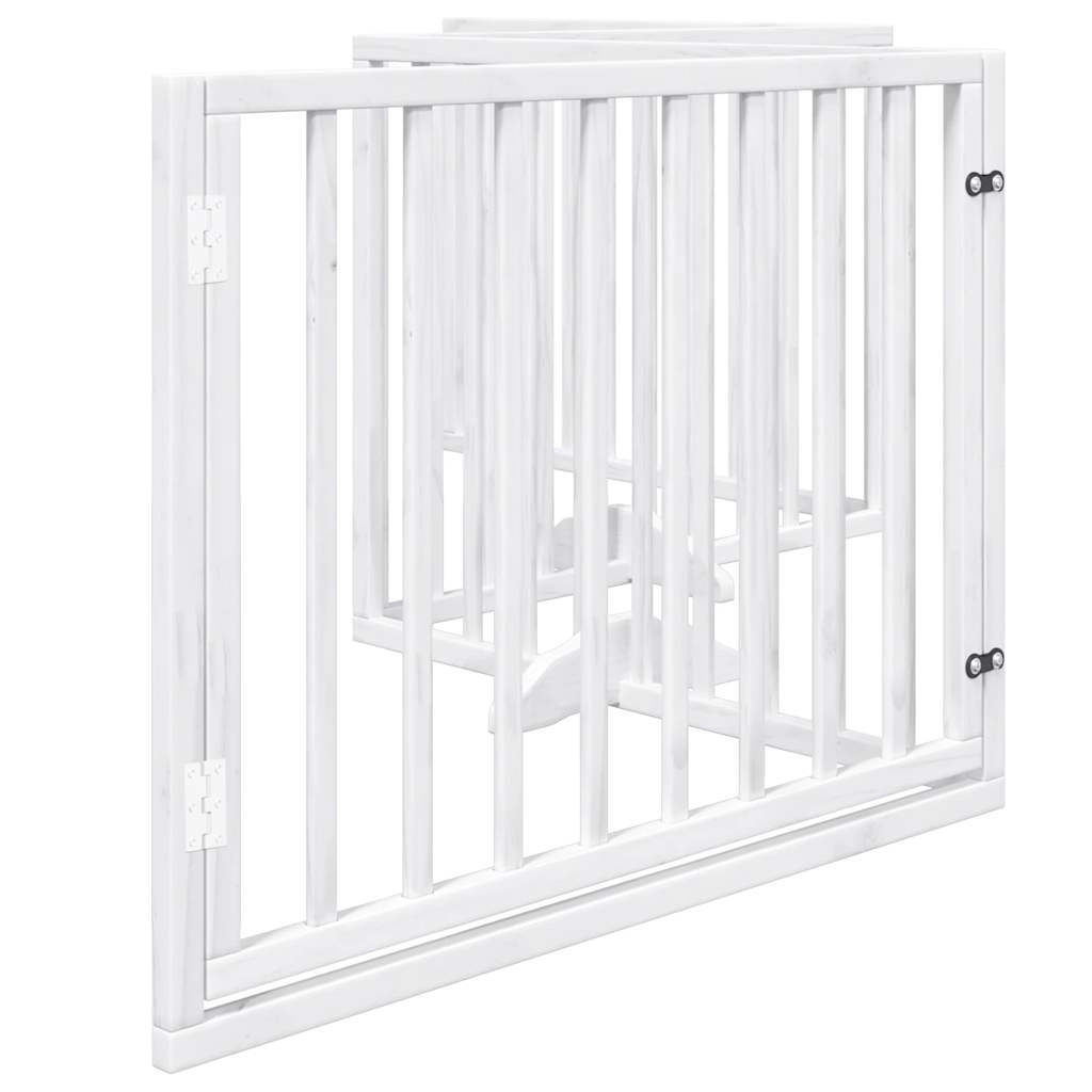 vidaXL Dog Gate with Door Foldable 4 Panels White 320 cm Poplar Wood 5