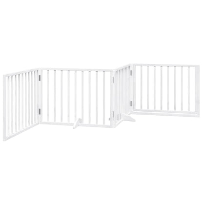 vidaXL Dog Gate with Door Foldable 4 Panels White 320 cm Poplar Wood 6