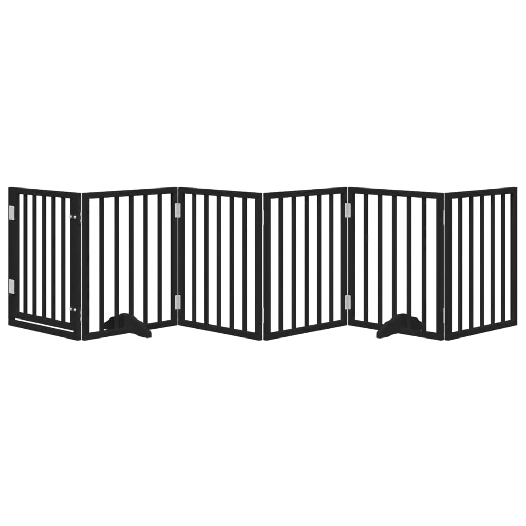 Dog Gate Foldable Panels 150 cm Poplar Wood Width 50 cm Black