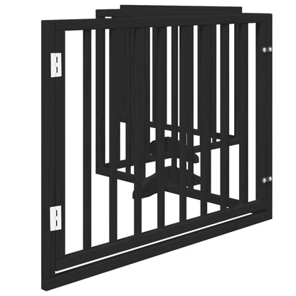 vidaXL Dog Gate with Door Foldable 4 Panels Black 320 cm Poplar Wood 5