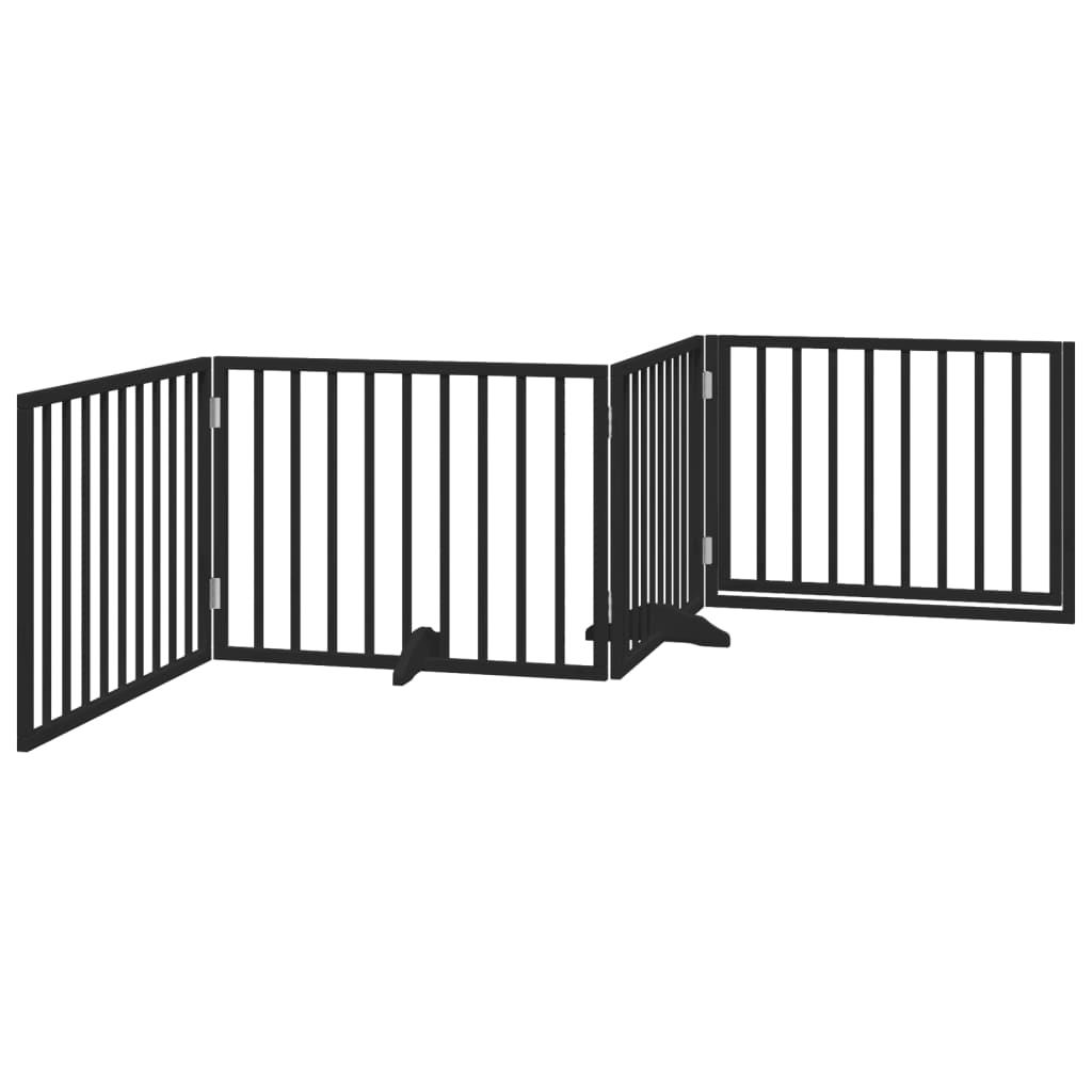 vidaXL Dog Gate with Door Foldable 4 Panels Black 320 cm Poplar Wood 6