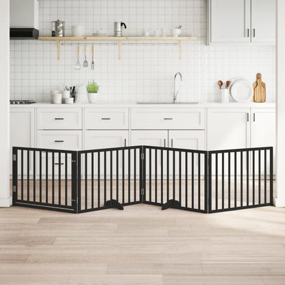 vidaXL Dog Gate with Door Foldable 4 Panels Black 320 cm Poplar Wood 1