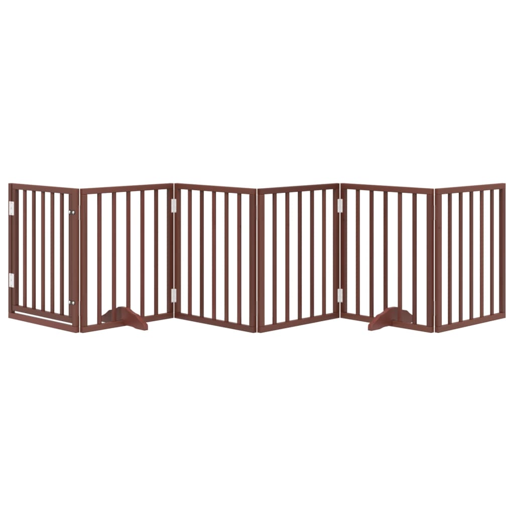 vidaXL Dog Gate with Door Foldable 6 Panels Brown 300 cm Poplar Wood 3