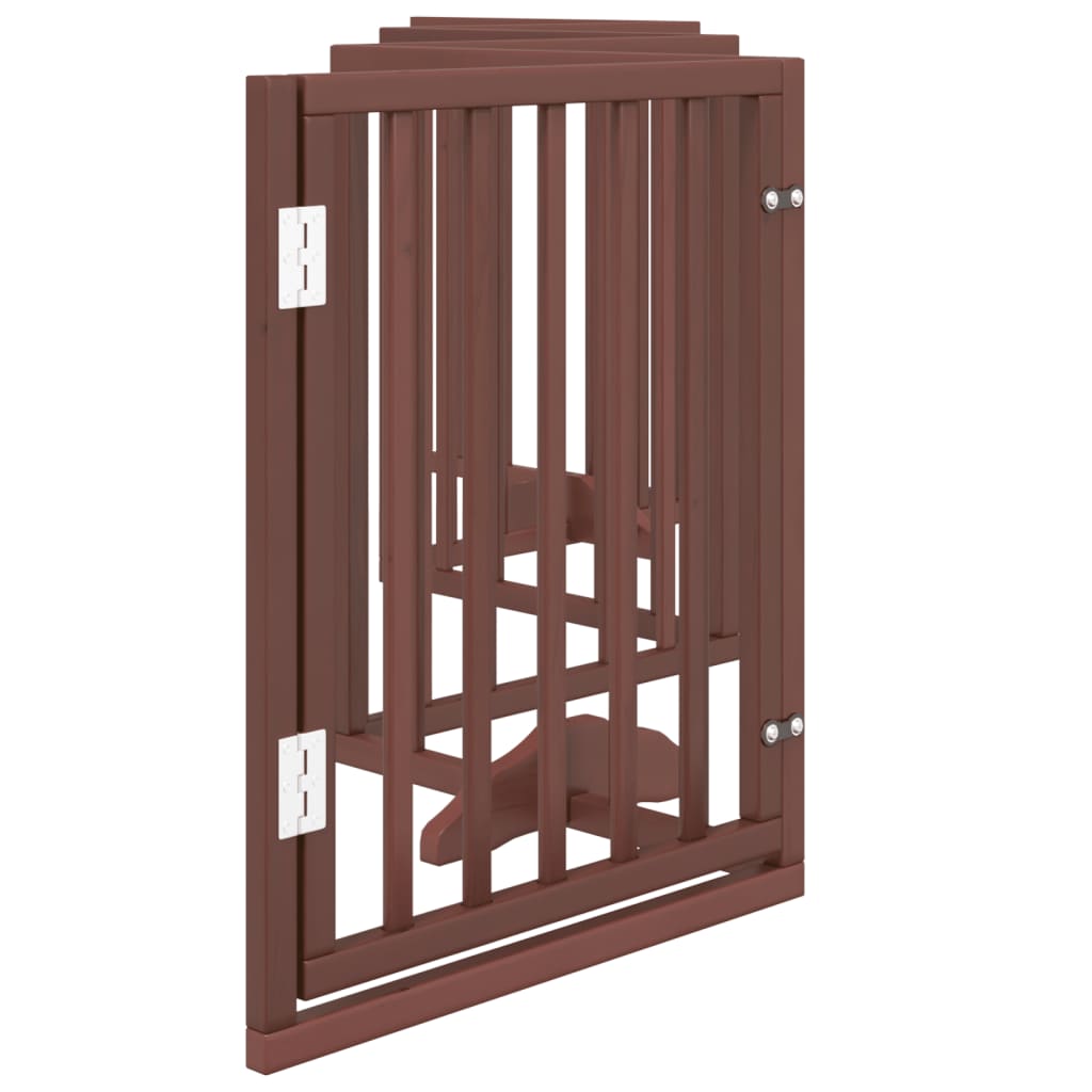 vidaXL Dog Gate with Door Foldable 6 Panels Brown 300 cm Poplar Wood 5
