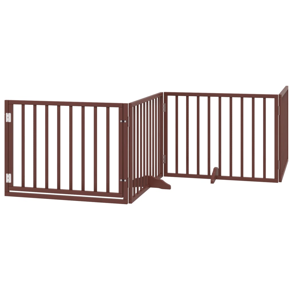 vidaXL Dog Gate with Door Foldable 4 Panels Brown 320 cm Poplar Wood 2