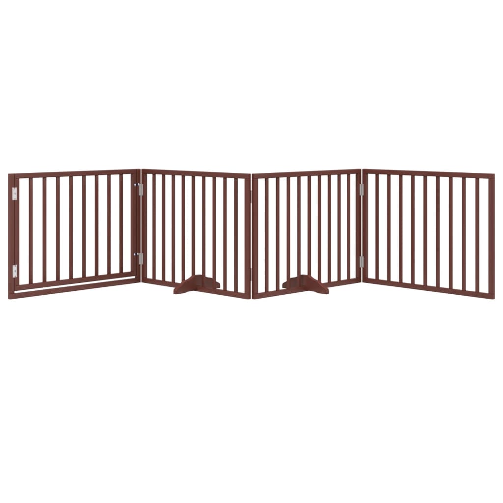 vidaXL Dog Gate with Door Foldable 4 Panels Brown 320 cm Poplar Wood 3