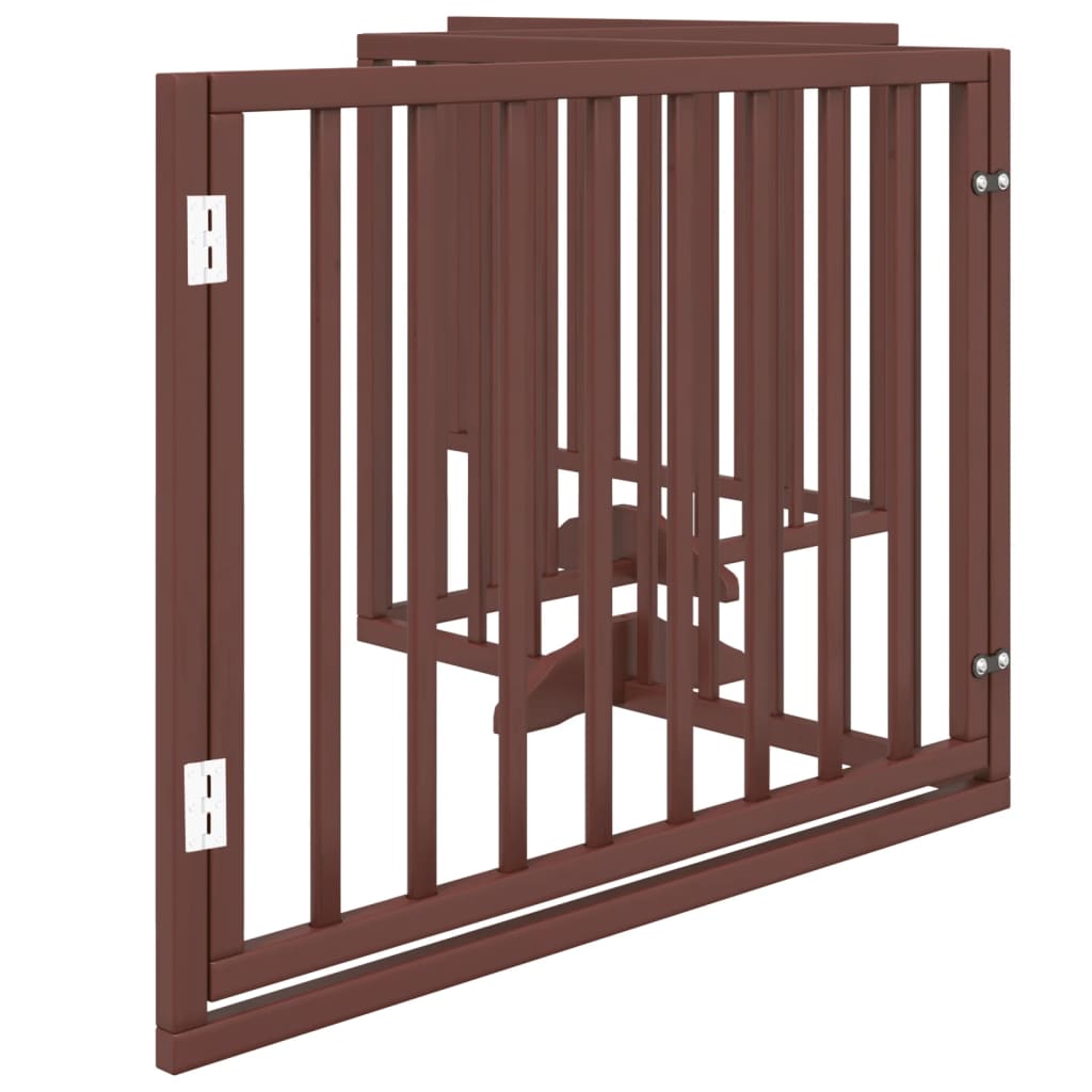 vidaXL Dog Gate with Door Foldable 4 Panels Brown 320 cm Poplar Wood 5