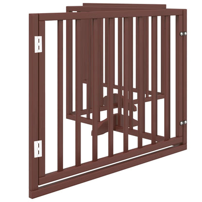 vidaXL Dog Gate with Door Foldable 4 Panels Brown 320 cm Poplar Wood 5