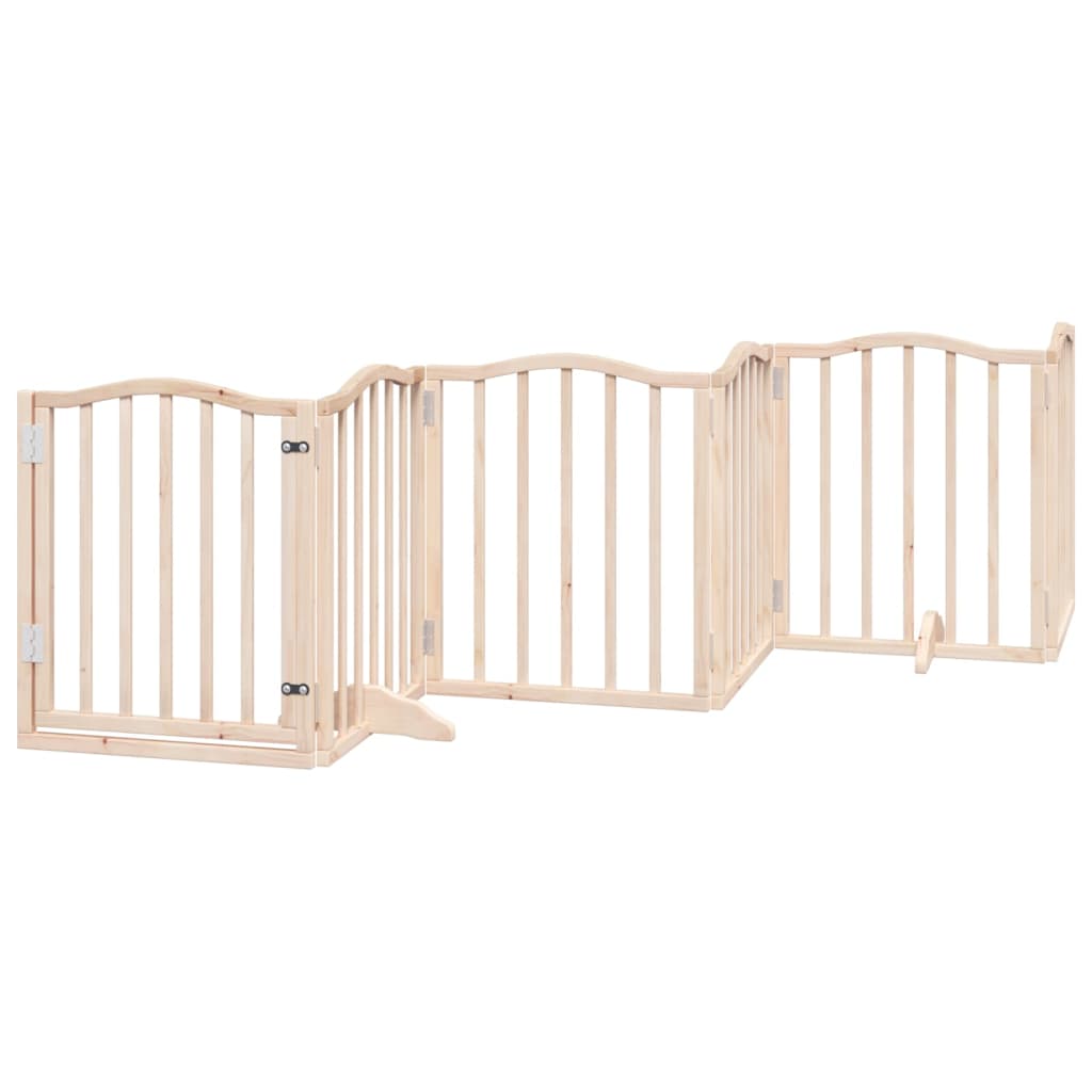vidaXL Dog Gate with Door Foldable 6 Panels 300 cm Poplar Wood 2