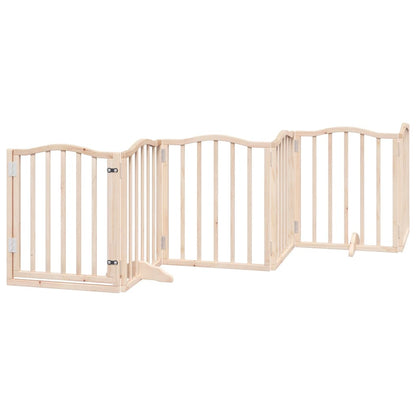 vidaXL Dog Gate with Door Foldable 6 Panels 300 cm Poplar Wood 2