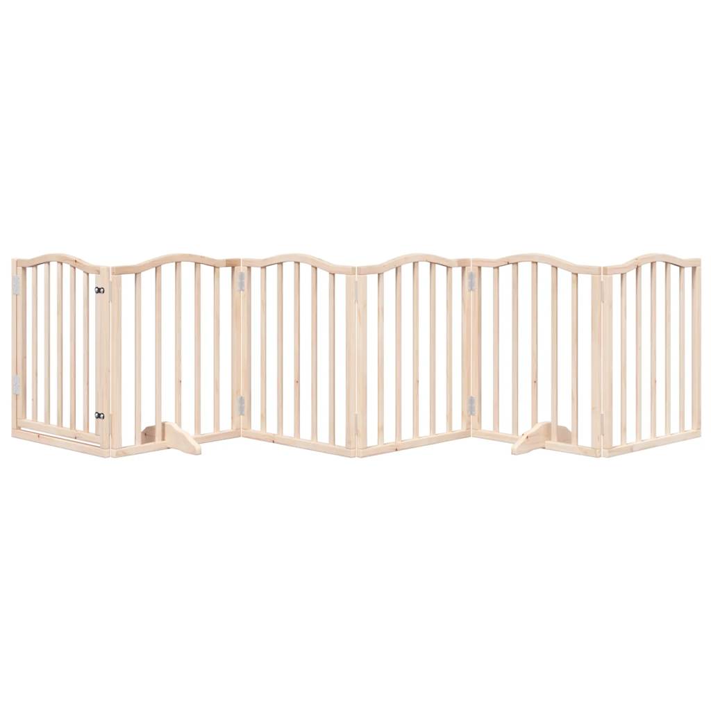 vidaXL Dog Gate with Door Foldable 6 Panels 300 cm Poplar Wood 3