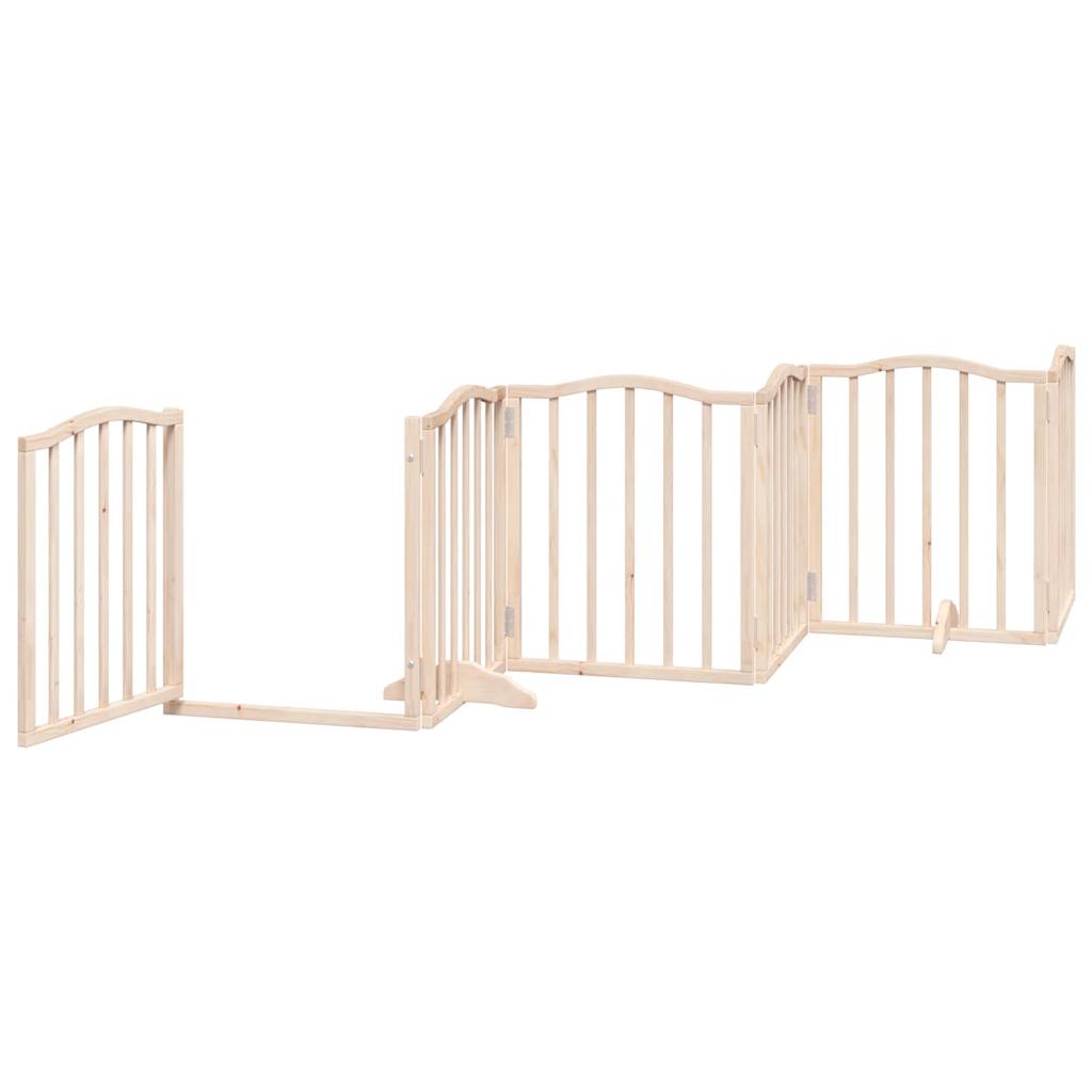 vidaXL Dog Gate with Door Foldable 6 Panels 300 cm Poplar Wood 4