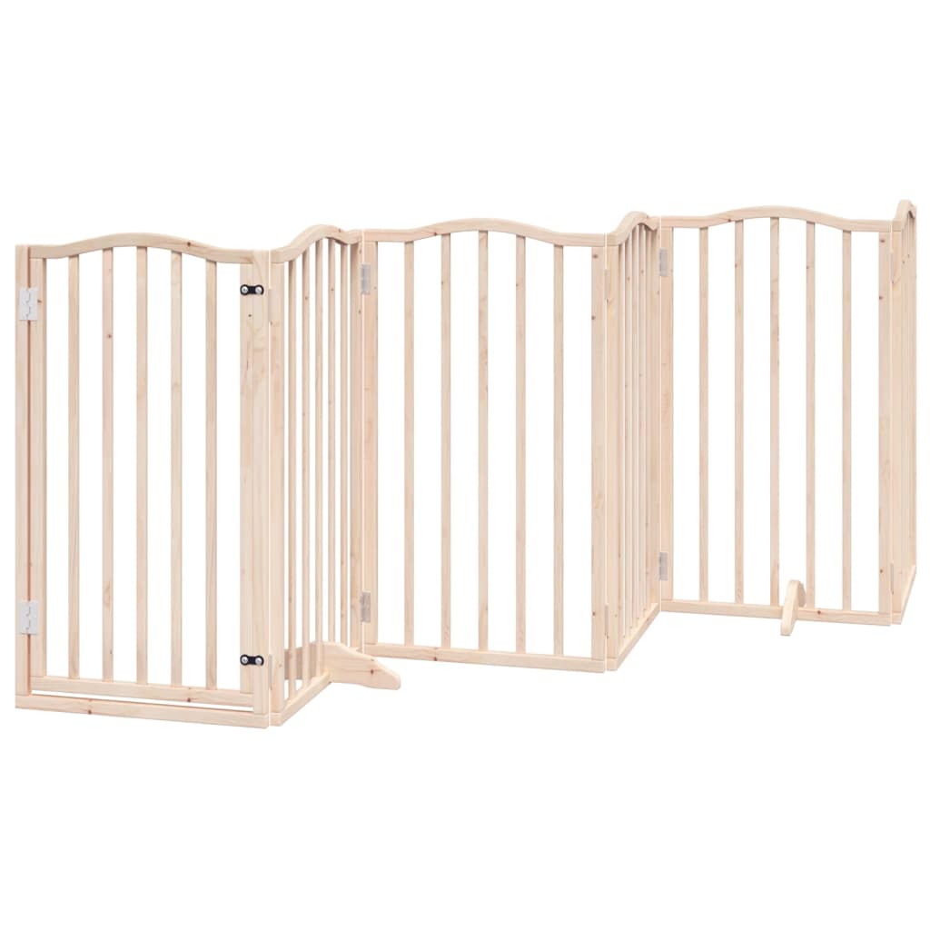 vidaXL Dog Gate with Door Foldable 6 Panels 300 cm Poplar Wood 2