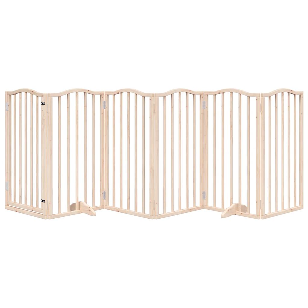 vidaXL Dog Gate with Door Foldable 6 Panels 300 cm Poplar Wood 3