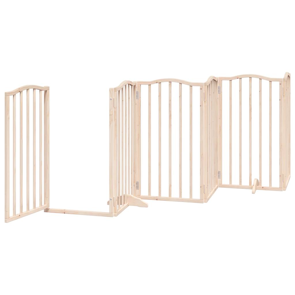 vidaXL Dog Gate with Door Foldable 6 Panels 300 cm Poplar Wood 4