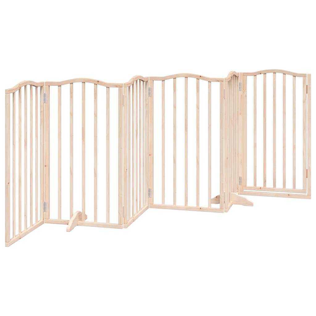 vidaXL Dog Gate with Door Foldable 6 Panels 300 cm Poplar Wood 6