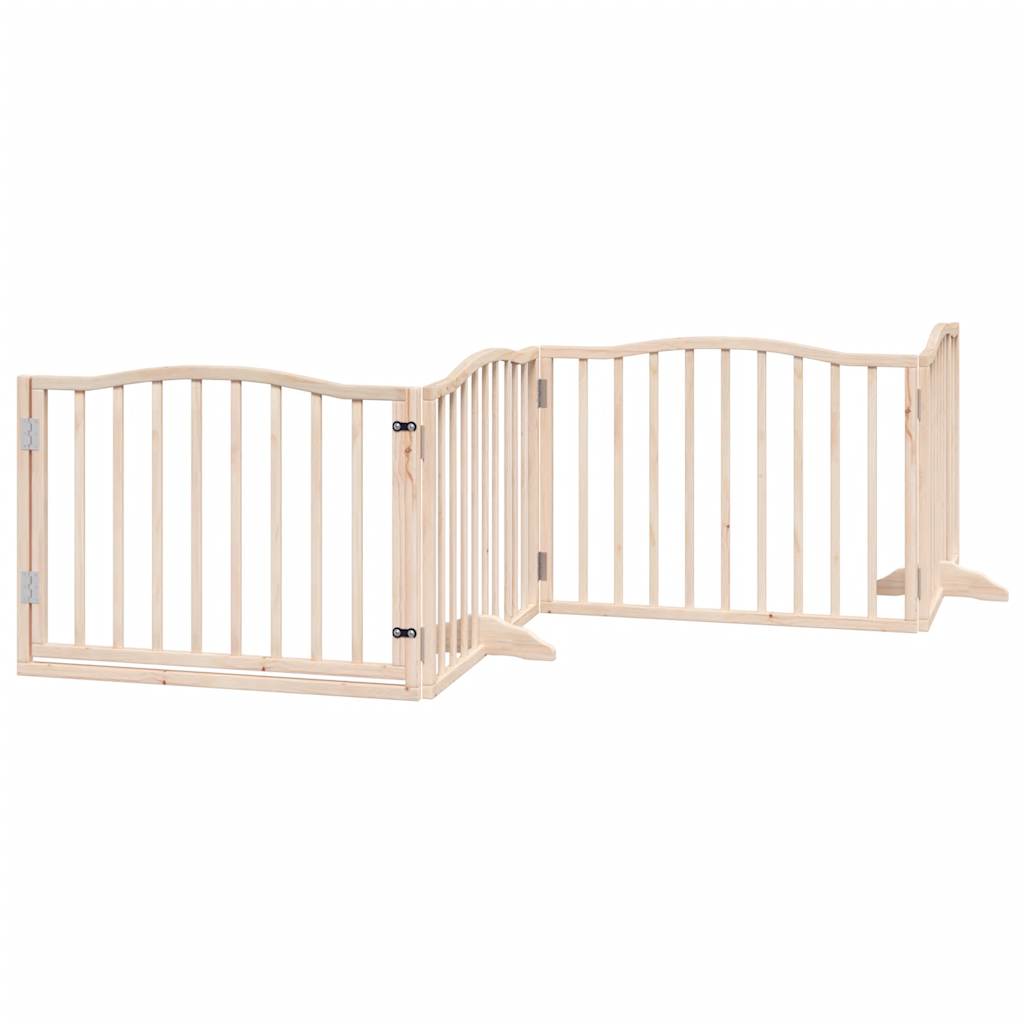 vidaXL Dog Gate with Door Foldable 4 Panels 320 cm Poplar Wood 2