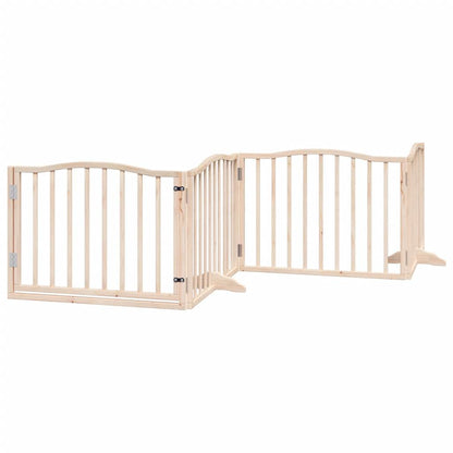 vidaXL Dog Gate with Door Foldable 4 Panels 320 cm Poplar Wood 2