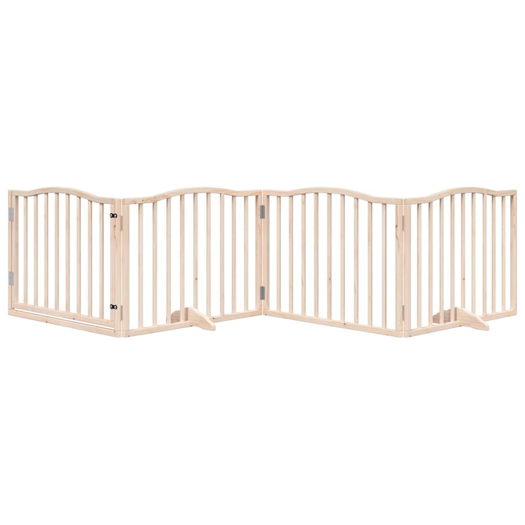 vidaXL Dog Gate with Door Foldable 4 Panels 320 cm Poplar Wood 3