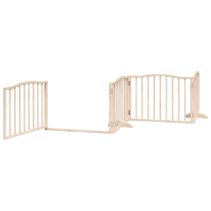 vidaXL Dog Gate with Door Foldable 4 Panels 320 cm Poplar Wood 4