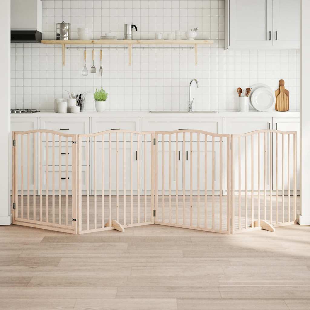 Dog Gate Foldable Panels 160 cm Poplar Wood Width 80 cm Natural 90 cm