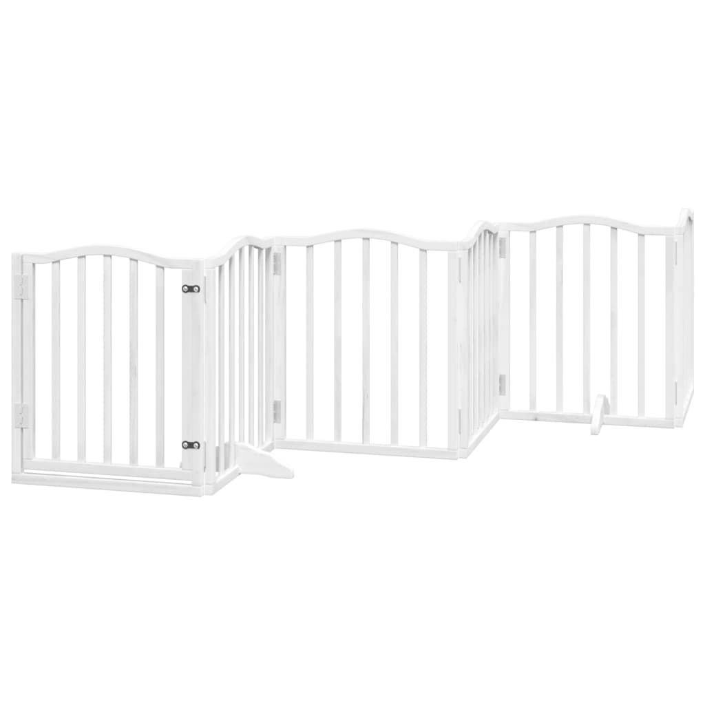 vidaXL Dog Gate with Door Foldable 6 Panels White 300 cm Poplar Wood 2