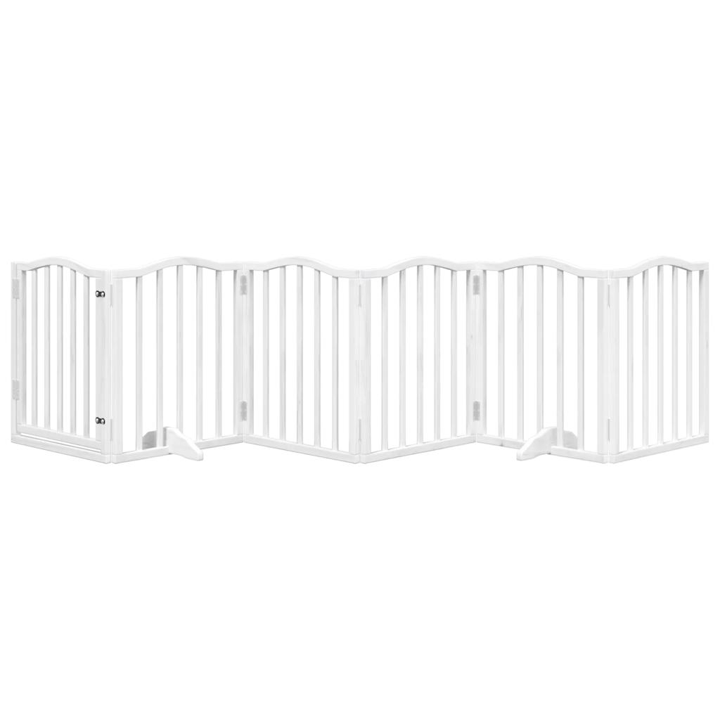 vidaXL Dog Gate with Door Foldable 6 Panels White 300 cm Poplar Wood 3