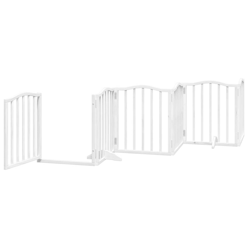 vidaXL Dog Gate with Door Foldable 6 Panels White 300 cm Poplar Wood 4