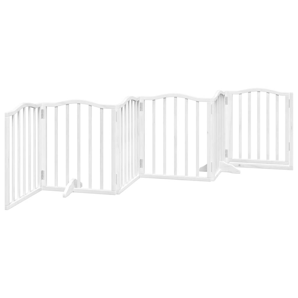 vidaXL Dog Gate with Door Foldable 6 Panels White 300 cm Poplar Wood 6