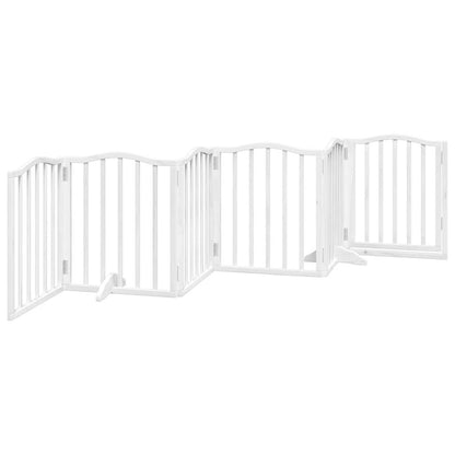 vidaXL Dog Gate with Door Foldable 6 Panels White 300 cm Poplar Wood 6