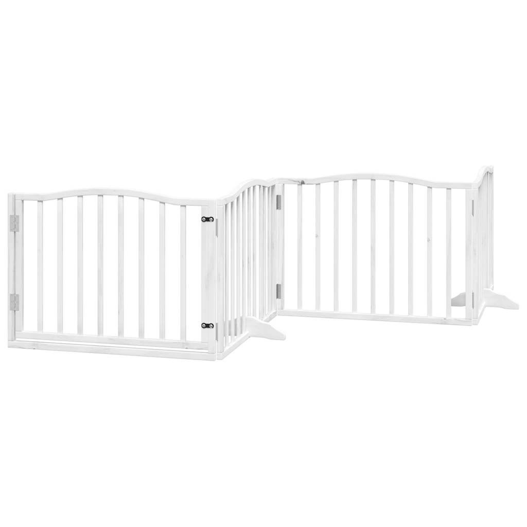 vidaXL Dog Gate with Door Foldable 4 Panels White 320 cm Poplar Wood 2