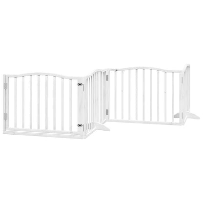 vidaXL Dog Gate with Door Foldable 4 Panels White 320 cm Poplar Wood 2