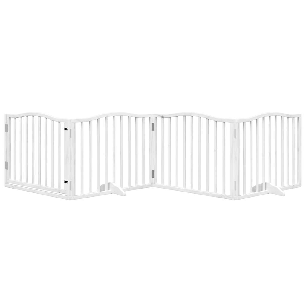 vidaXL Dog Gate with Door Foldable 4 Panels White 320 cm Poplar Wood 3