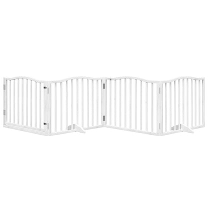 vidaXL Dog Gate with Door Foldable 4 Panels White 320 cm Poplar Wood 3