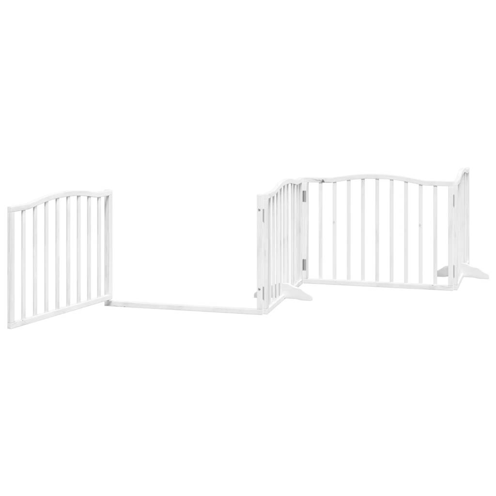 vidaXL Dog Gate with Door Foldable 4 Panels White 320 cm Poplar Wood 4