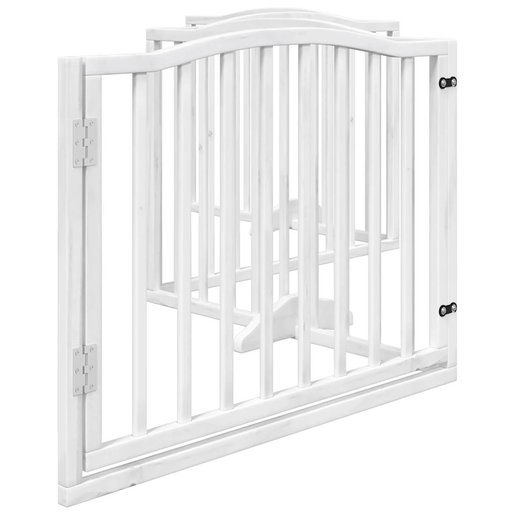 vidaXL Dog Gate with Door Foldable 4 Panels White 320 cm Poplar Wood 5