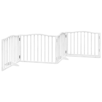 vidaXL Dog Gate with Door Foldable 4 Panels White 320 cm Poplar Wood 6
