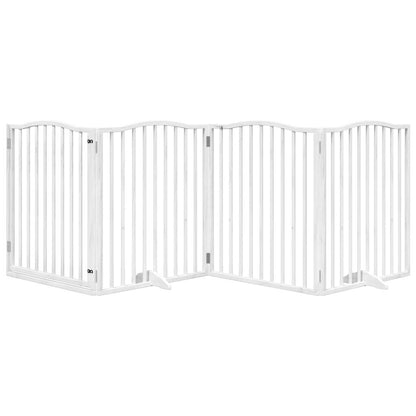 vidaXL Dog Gate with Door Foldable 4 Panels White 320 cm Poplar Wood 3