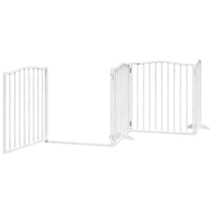 vidaXL Dog Gate with Door Foldable 4 Panels White 320 cm Poplar Wood 4