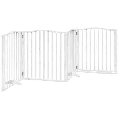 vidaXL Dog Gate with Door Foldable 4 Panels White 320 cm Poplar Wood 6