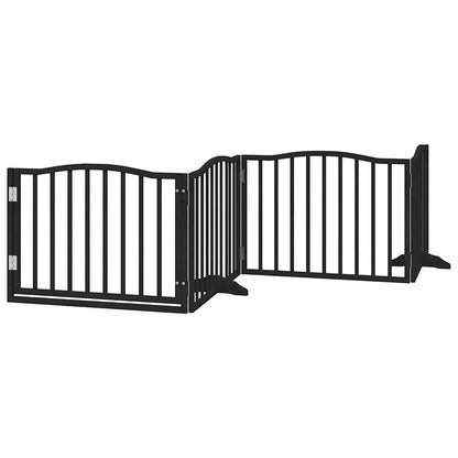 vidaXL Dog Gate with Door Foldable 4 Panels Black 320 cm Poplar Wood 2