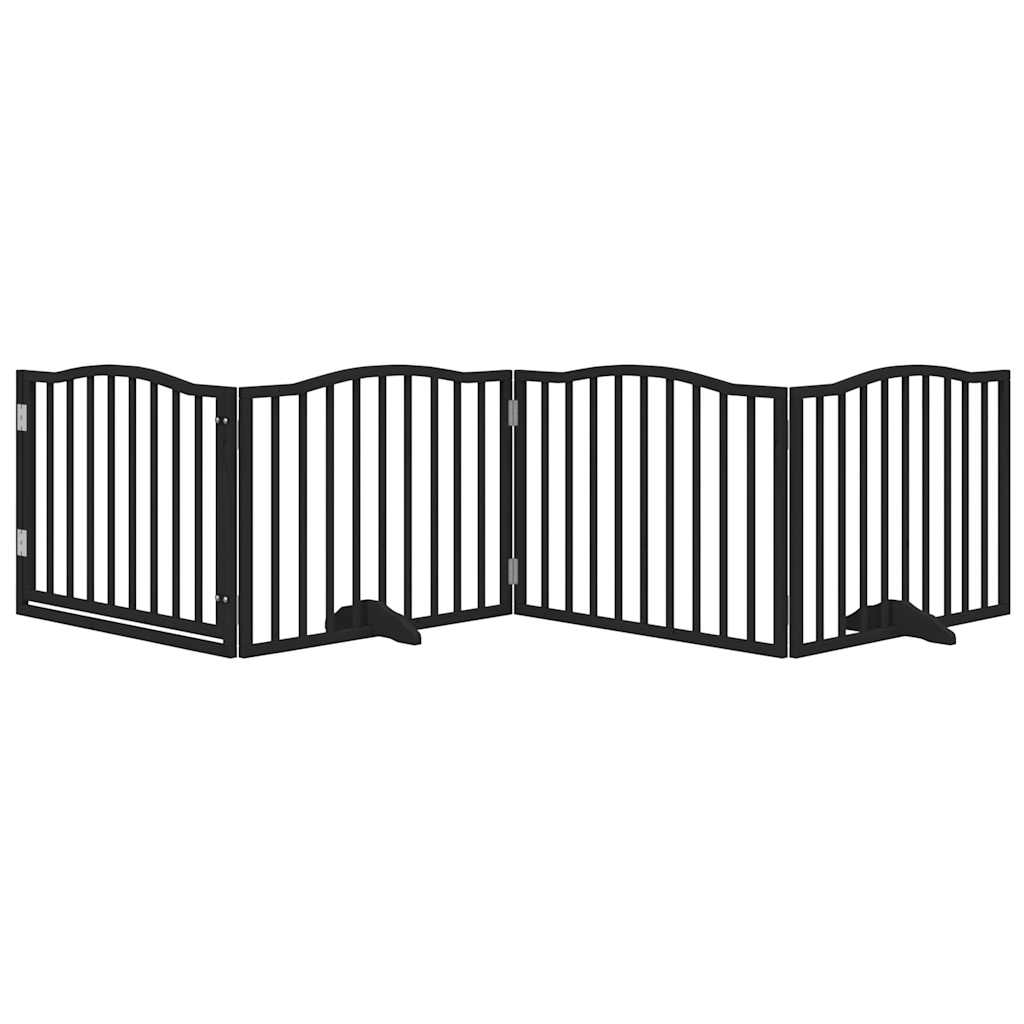 vidaXL Dog Gate with Door Foldable 4 Panels Black 320 cm Poplar Wood 3